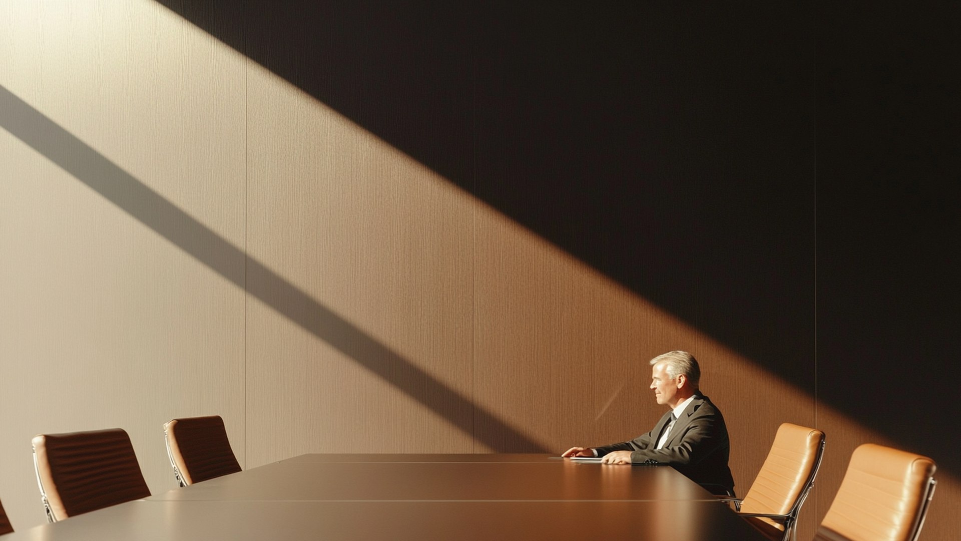 Directeur aan het hoofd van een vergadertafel