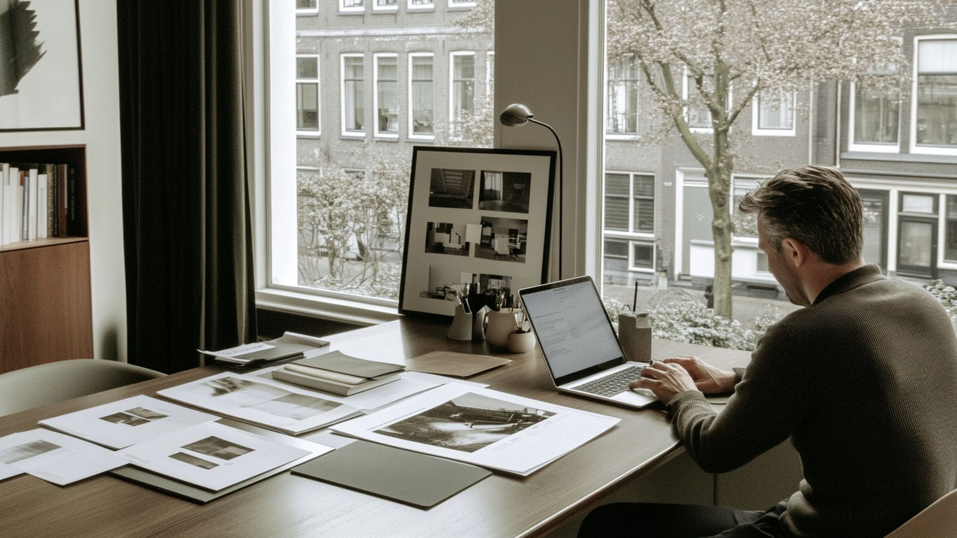 Salesmanager werkt aan offertes achter zijn bureau